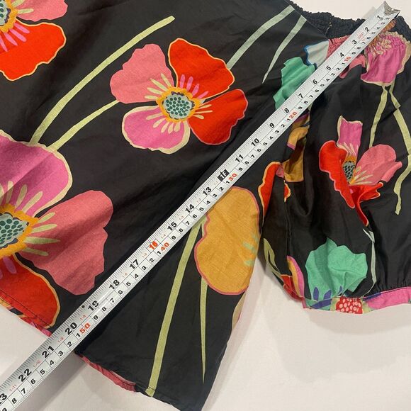 ~ Sm "Velvet by Graham & Spencer" Blouse Floral Puff Sleeve Cotton Silk Lined - Picture 8 of 16